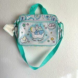 Vintage 90s Cudlie Diaper Bag White Green Stars Sleeping Baby Sweet Dreams NWT